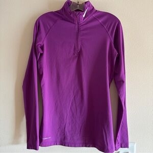 Nike Pro Combat Dri-Fit Women’s Purple 1/4-Zip Long-Sleeve Pullover Top, Size M